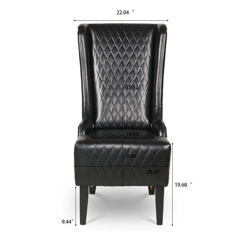 22" Wide Wing High Back Chair Leather Padded Seat Side Chair for Living